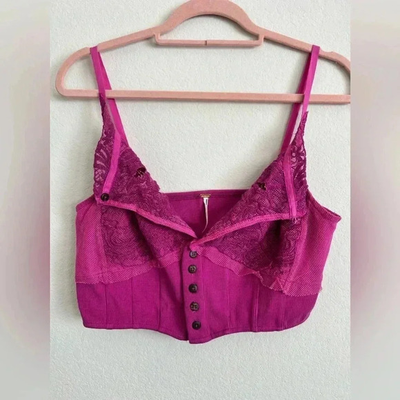 Free People Have My Heart Tank Top Painted Raspberry Sherbet  sz medium - Picture 2 of 9